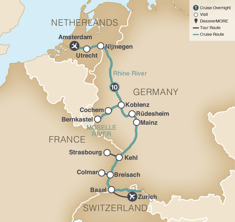 a map of the cruise and destinations